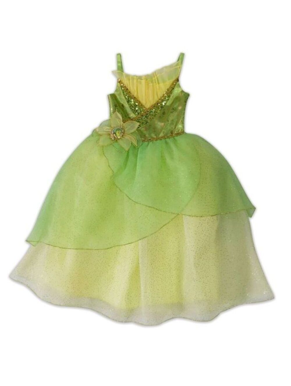 NWT Disney Princess Tiana Costume Dress Green Gold Girls Size 4